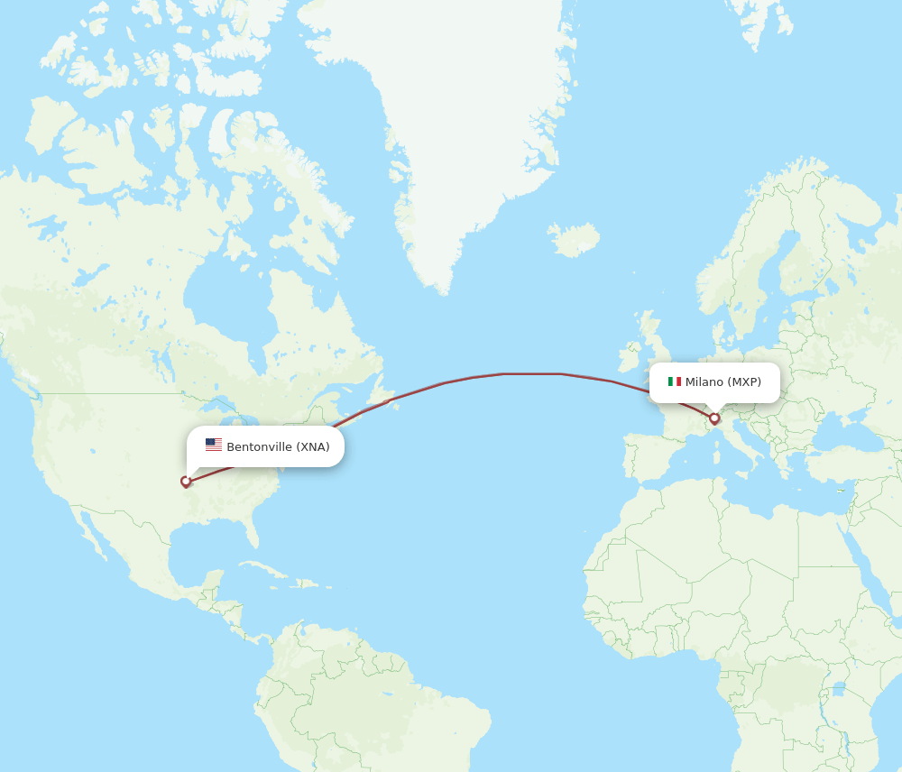 MXP-XNA flight routes