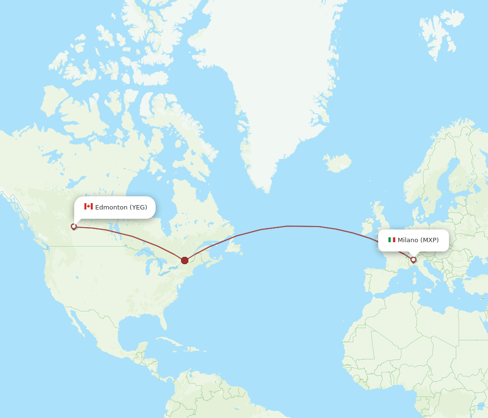 MXP-YEG flight routes