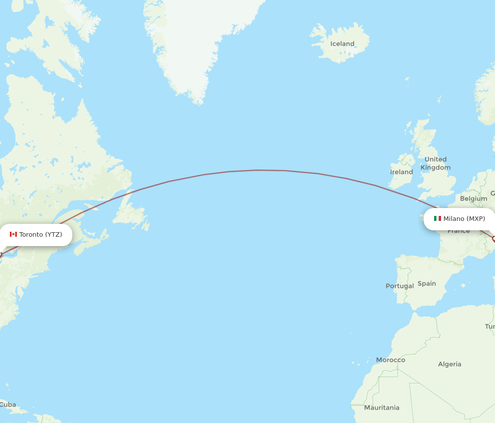 MXP-YTZ flight routes