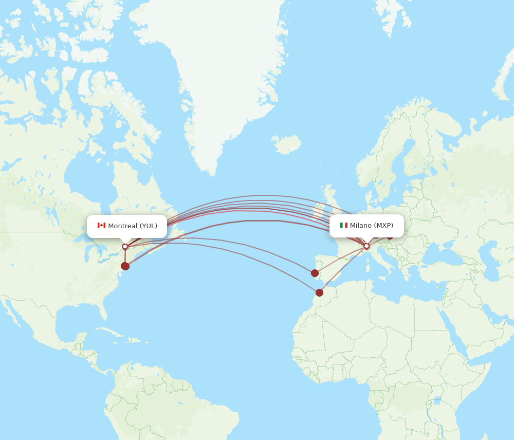 MXP-YUL flight routes