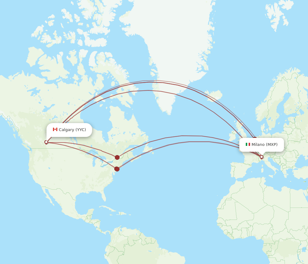 MXP-YYC flight routes