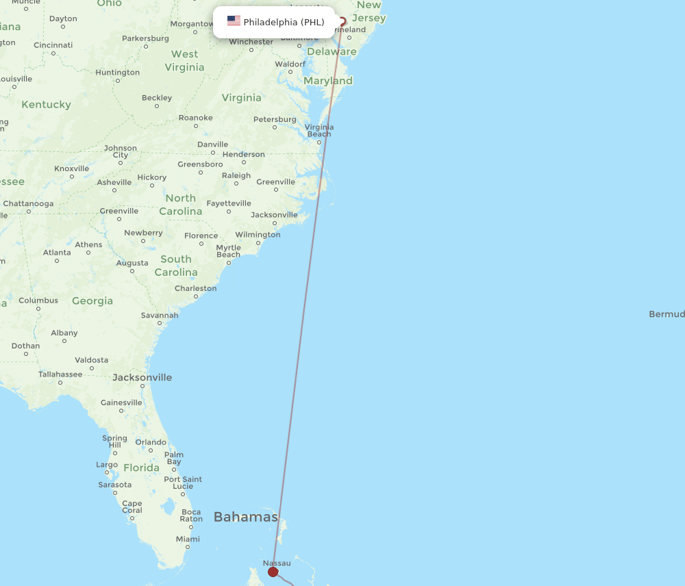 MYG-PHL flight routes