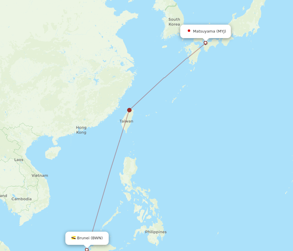 MYJ-BWN flight routes