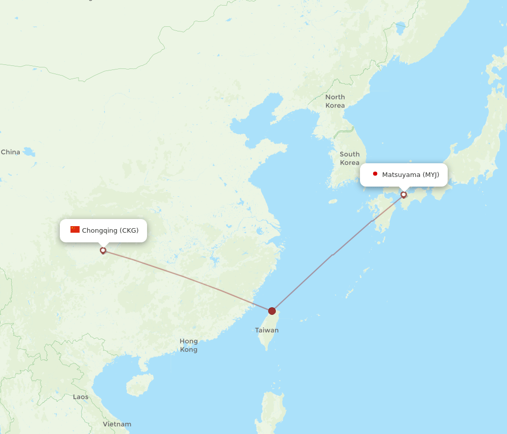 MYJ to CKG flights and routes map