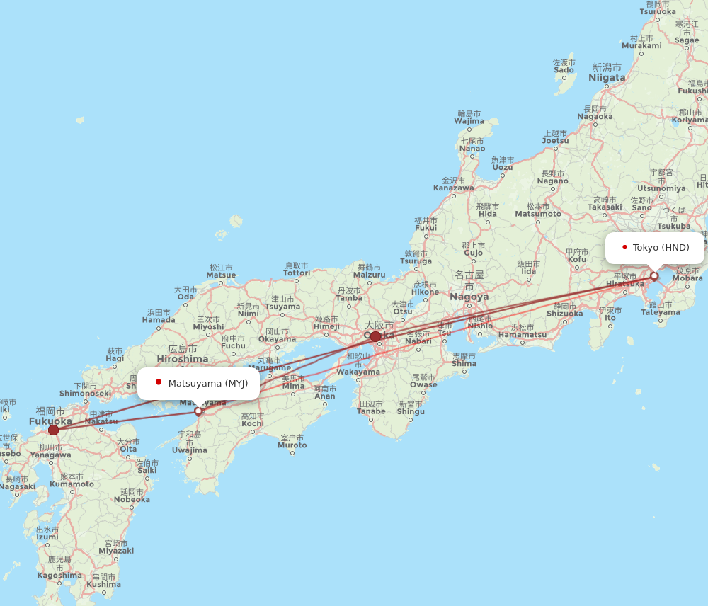 MYJ to HND flights and routes map