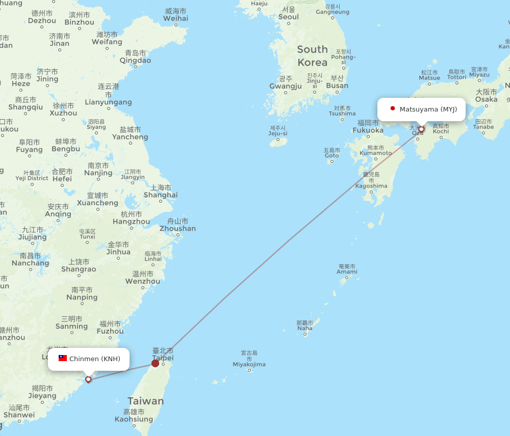 MYJ-KNH flight routes