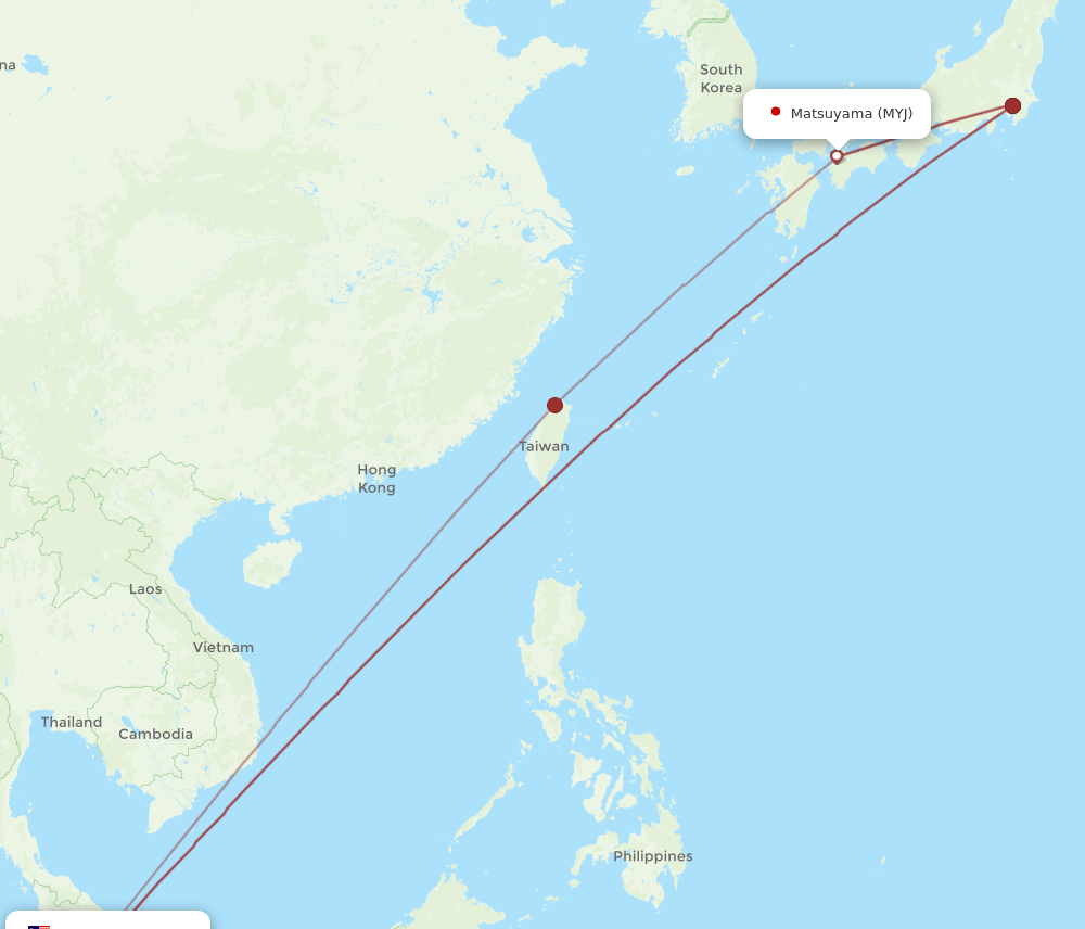 MYJ to KUL flights and routes map