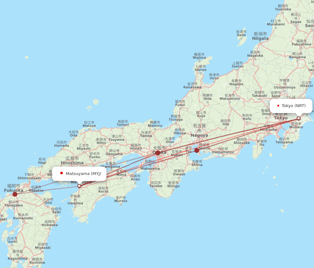 MYJ-NRT flight routes