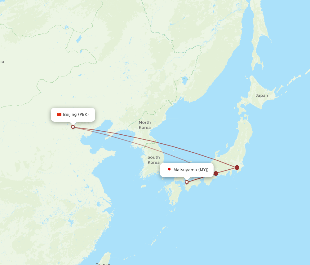 MYJ-PEK flight routes
