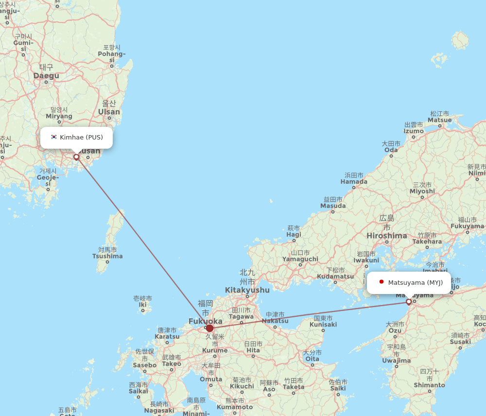 MYJ-PUS flight routes