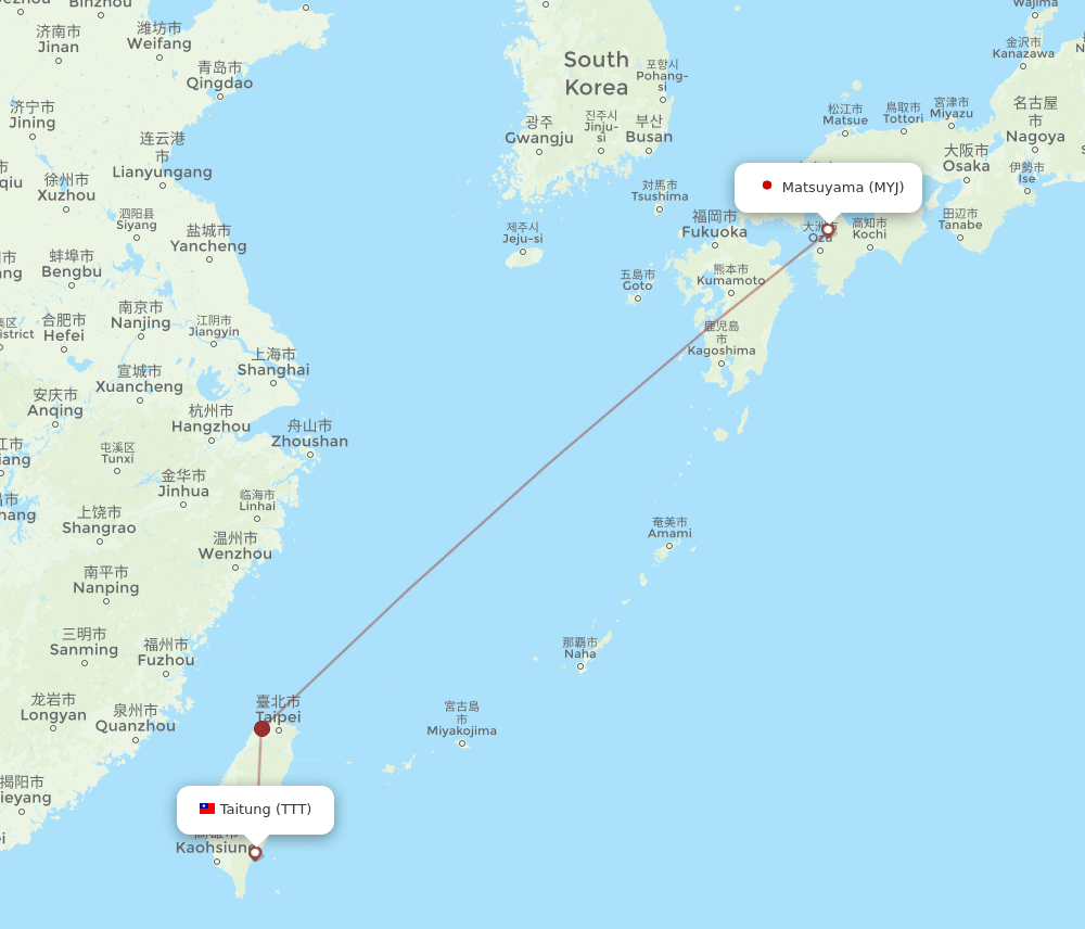 MYJ-TTT flight routes