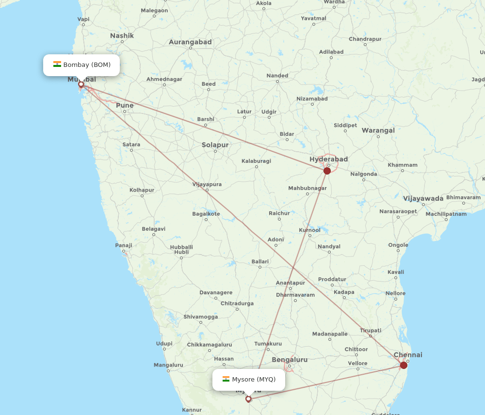 MYQ-BOM flight routes