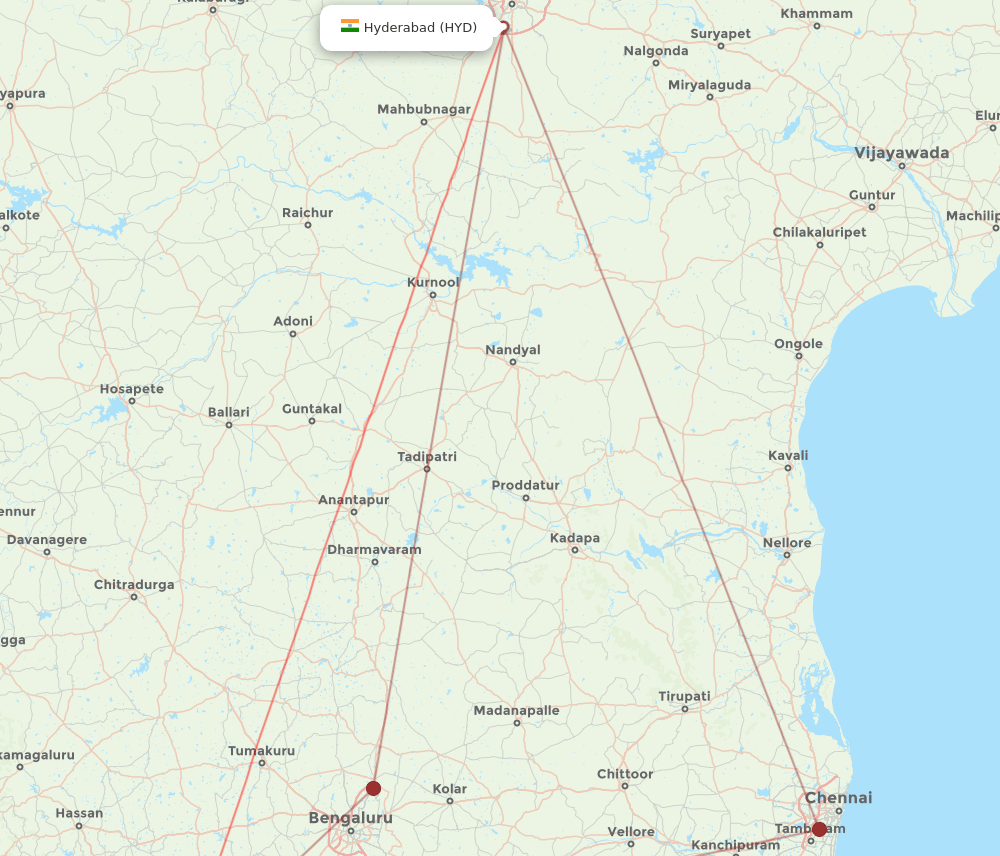 MYQ-HYD flight routes