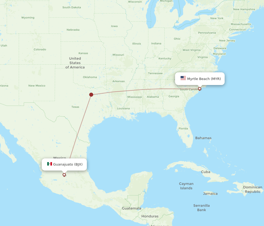 MYR-BJX flight routes