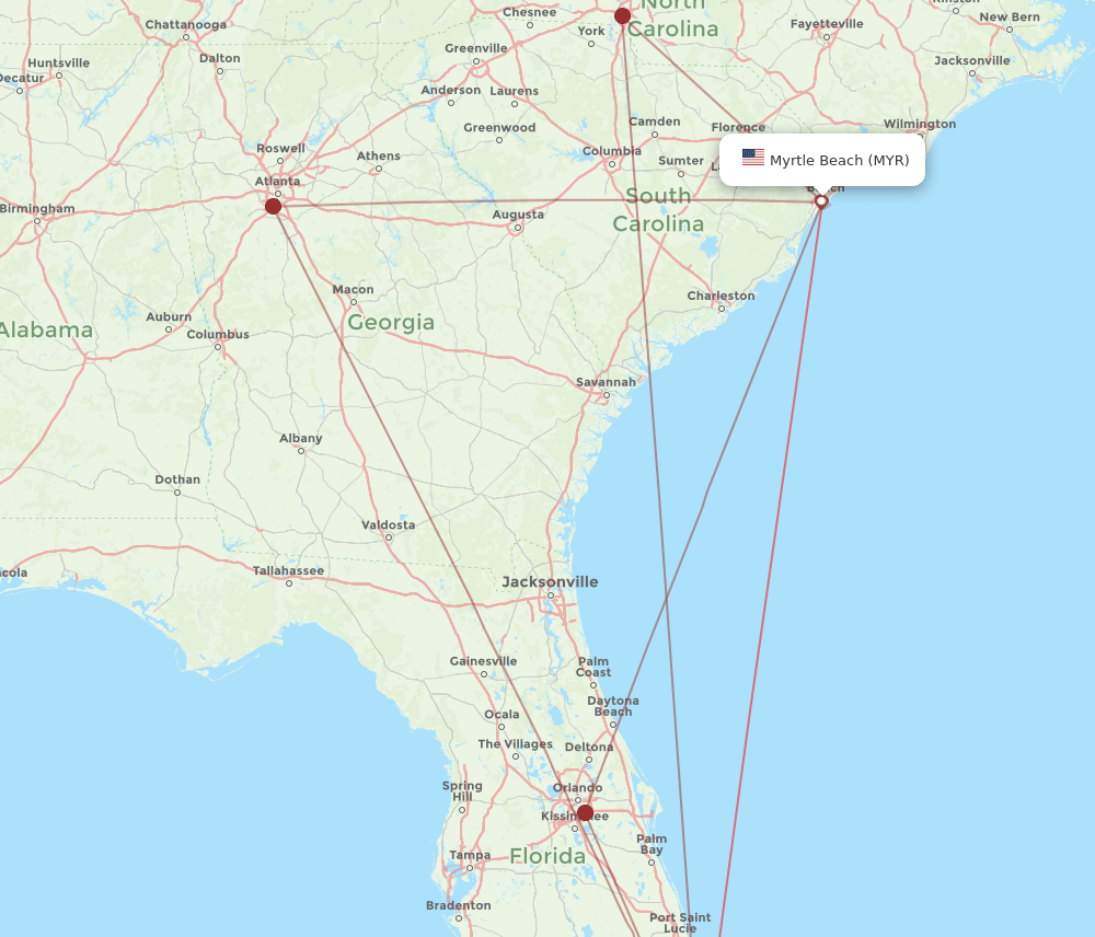 MYR-FLL flight routes