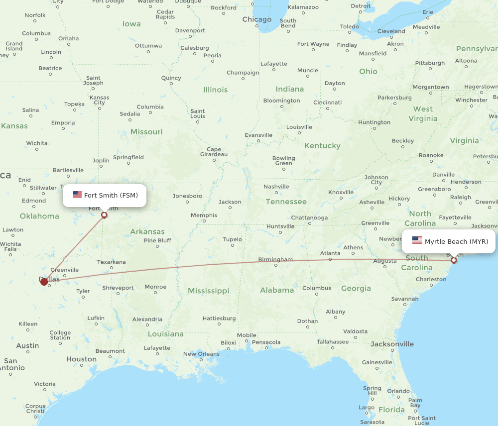 MYR to FSM flights and routes map