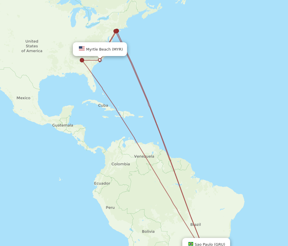 MYR-GRU flight routes