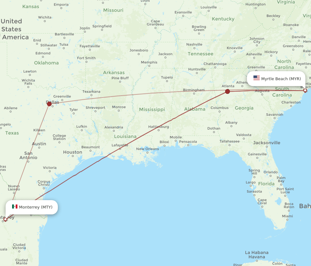 MYR-MTY flight routes
