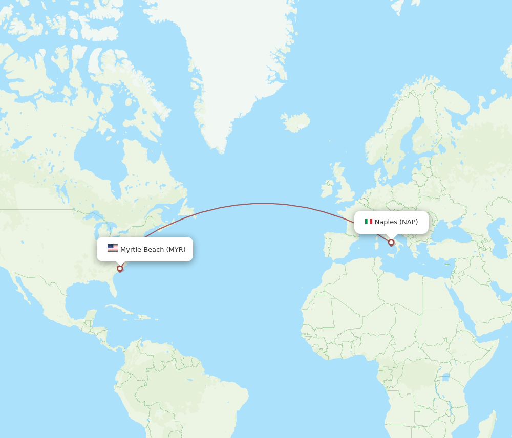 MYR-NAP flight routes