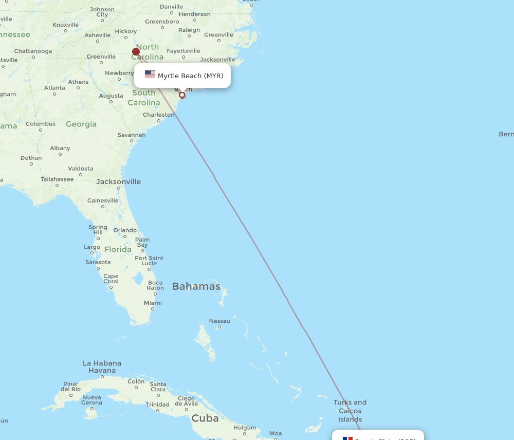 MYR-POP flight routes