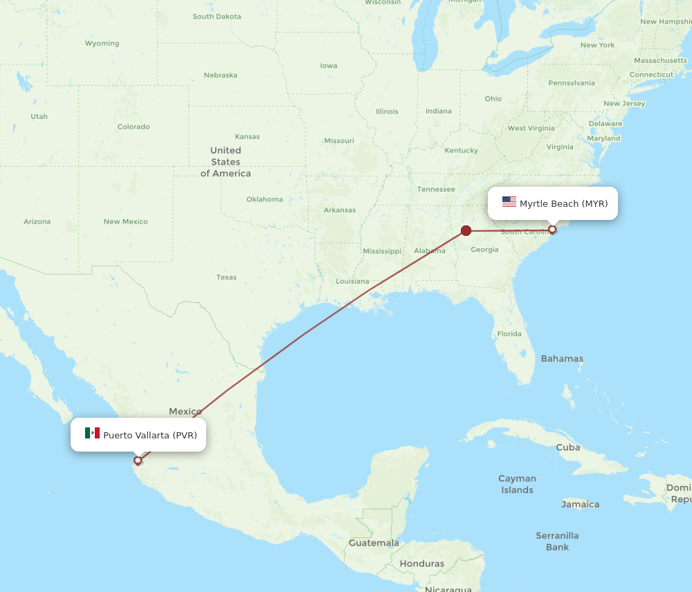 MYR-PVR flight routes