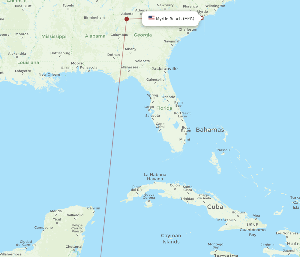 MYR-RTB flight routes