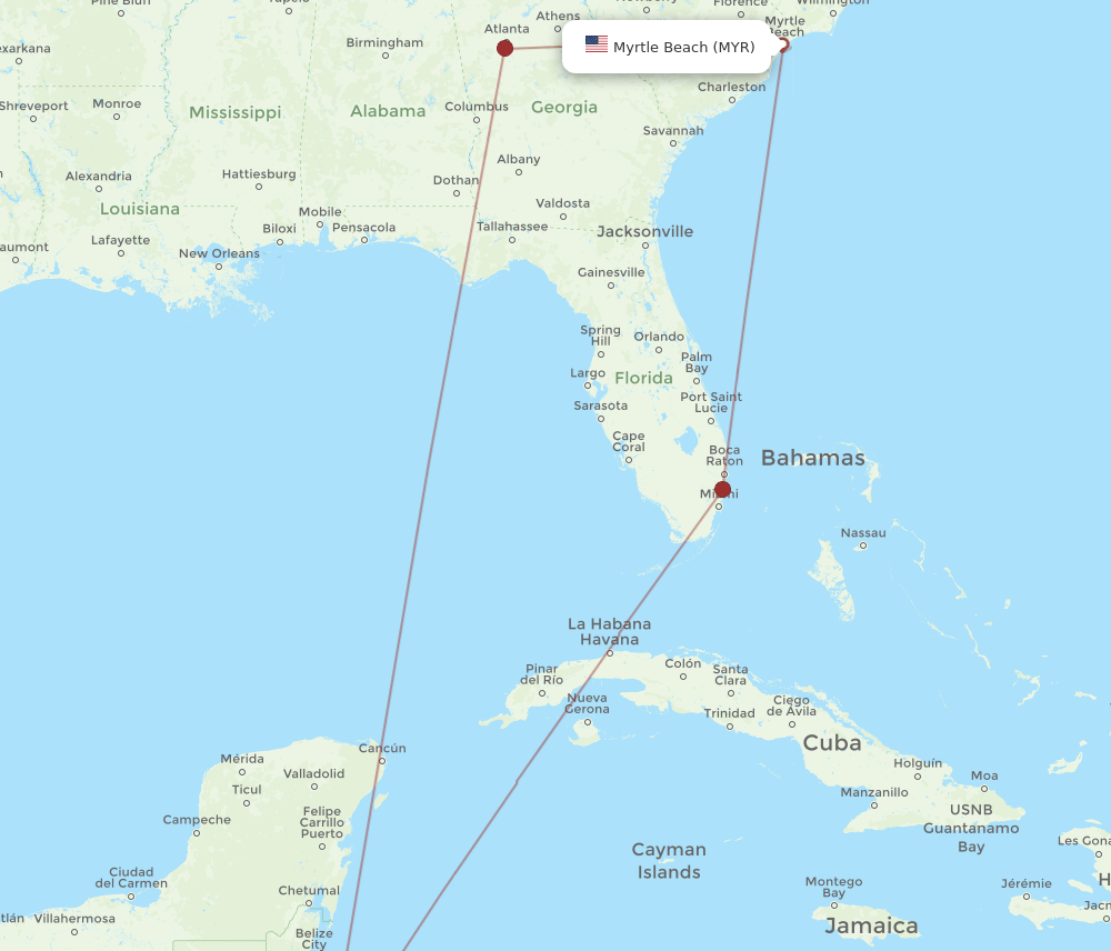 MYR-SAP flight routes