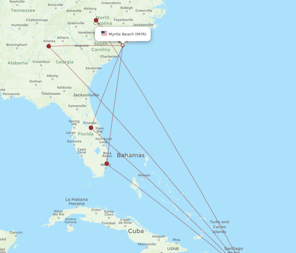 MYR-SDQ flight routes