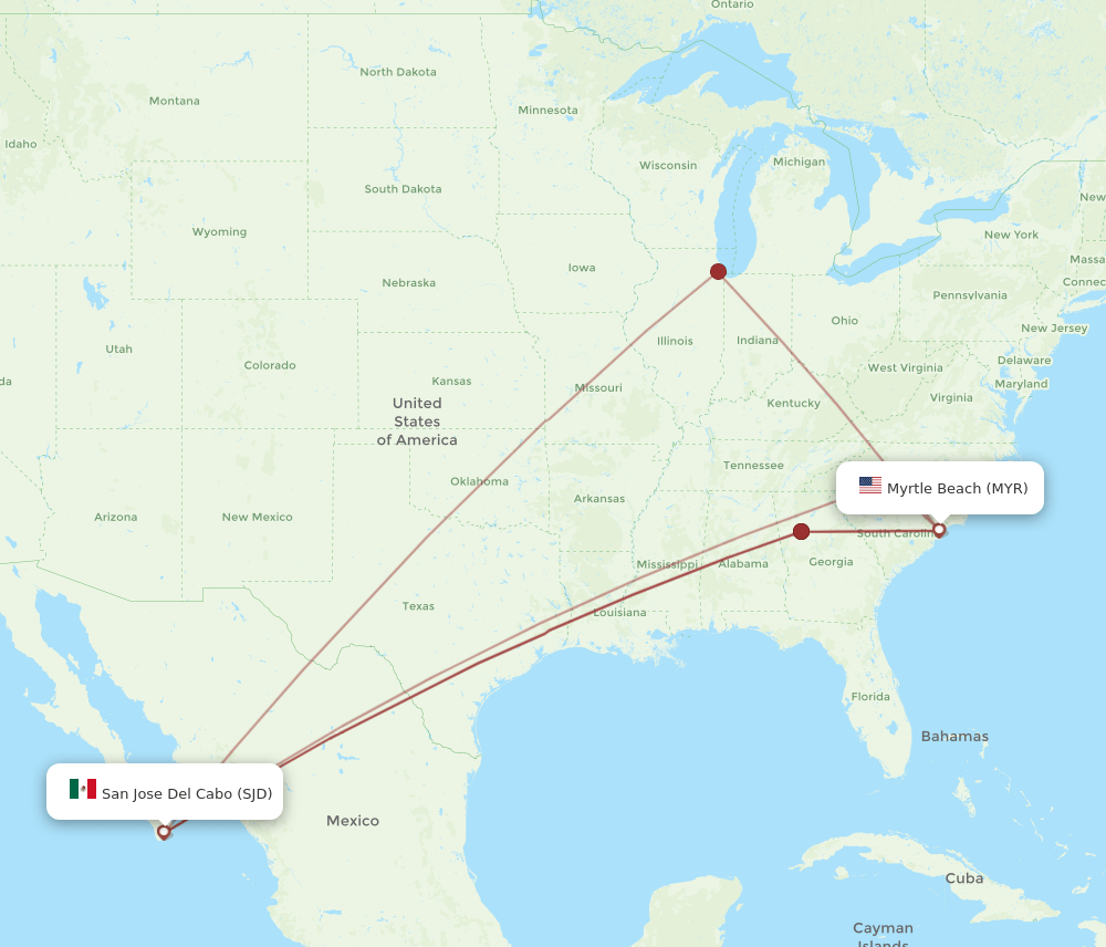 MYR-SJD flight routes