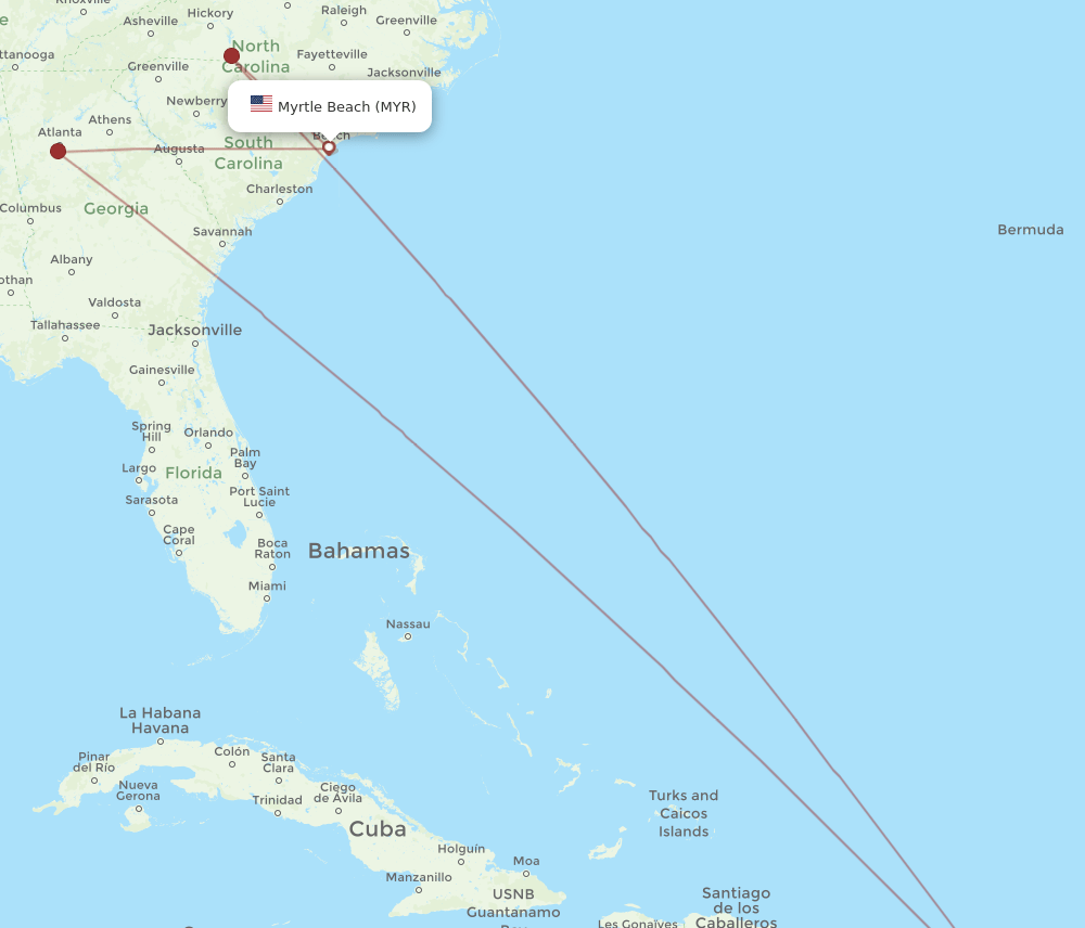 MYR-STX flight routes