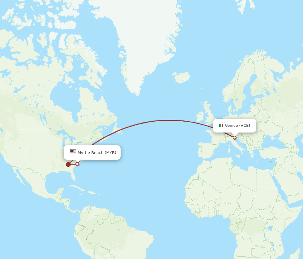 MYR-VCE flight routes