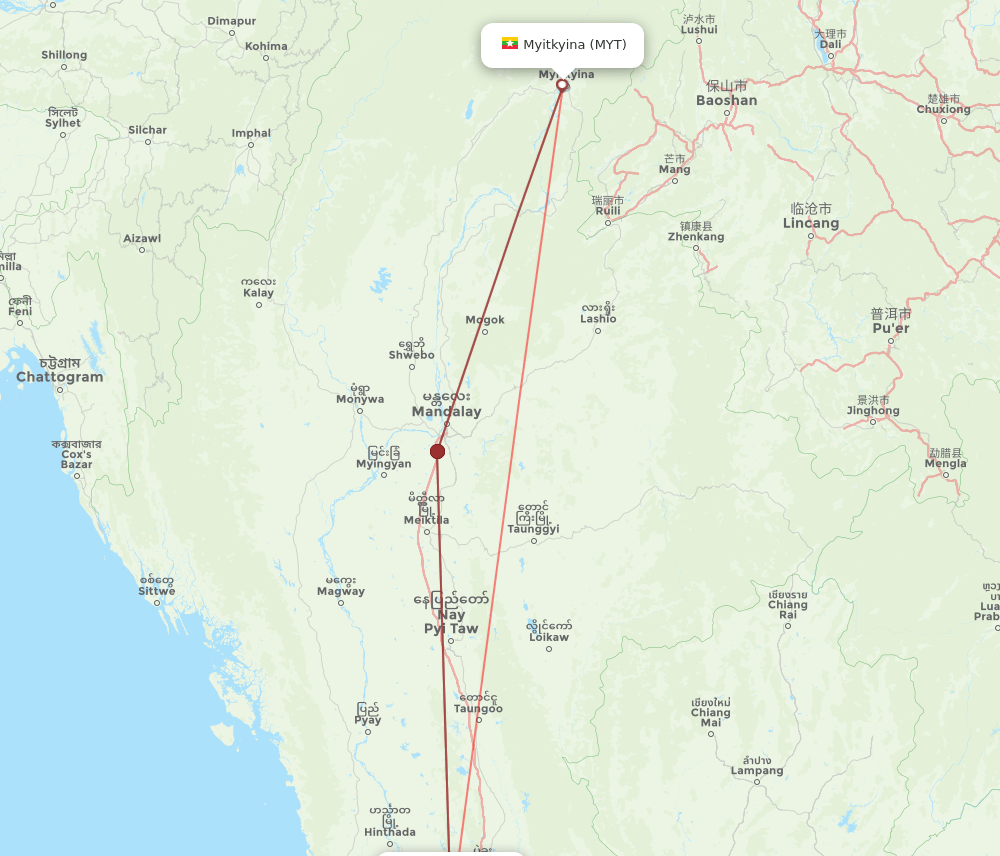MYT-RGN flight routes