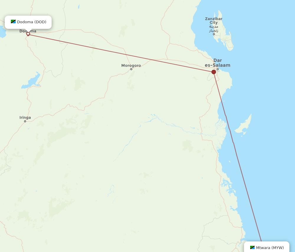 MYW to DOD flights and routes map