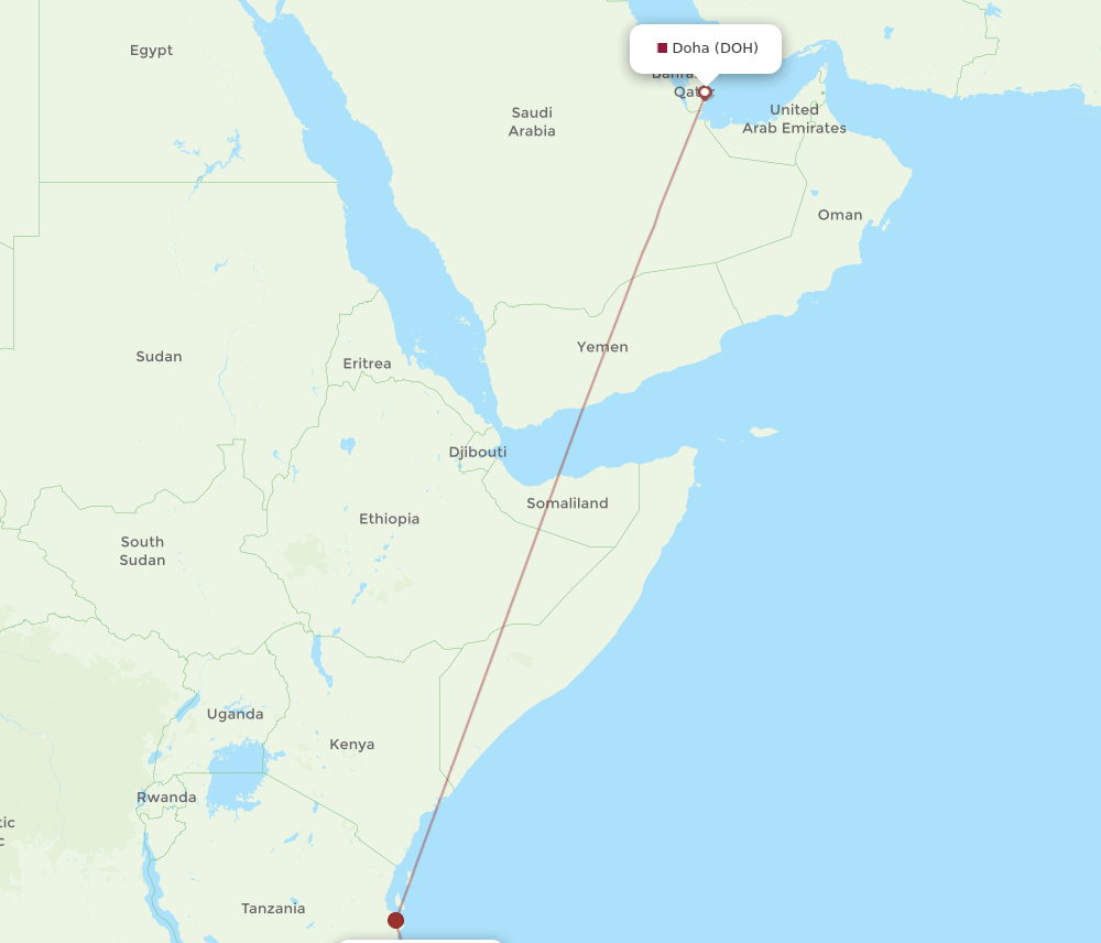 MYW-DOH flight routes
