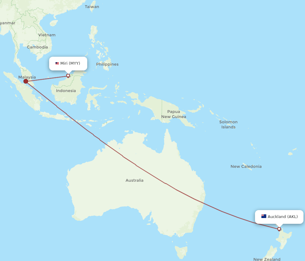 MYY-AKL flight routes