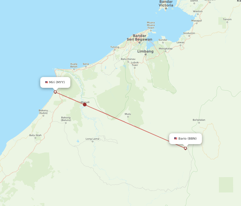 MYY to BBN flights and routes map