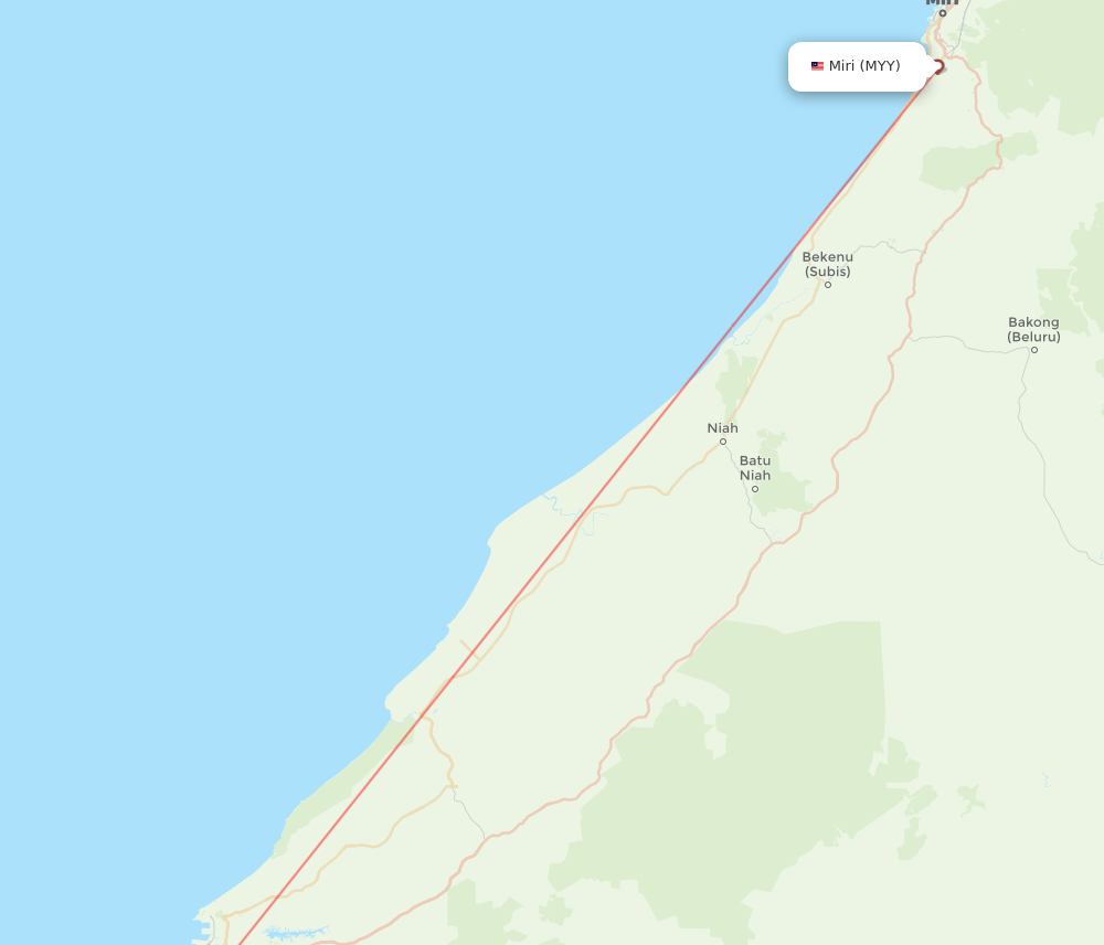 MYY to BTU flights and routes map