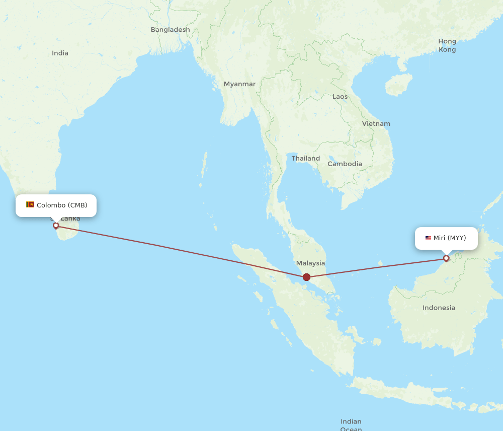 MYY-CMB flight routes