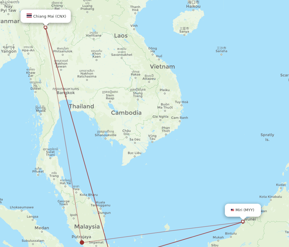 MYY-CNX flight routes