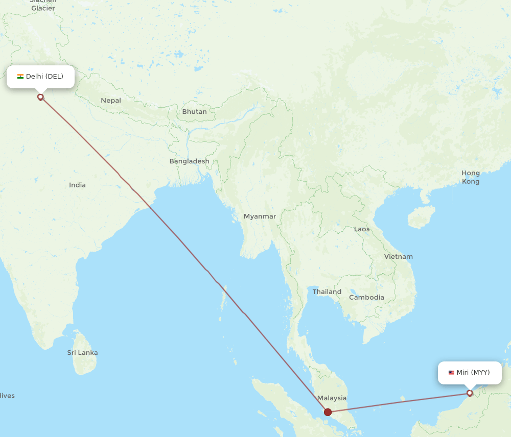 MYY-DEL flight routes
