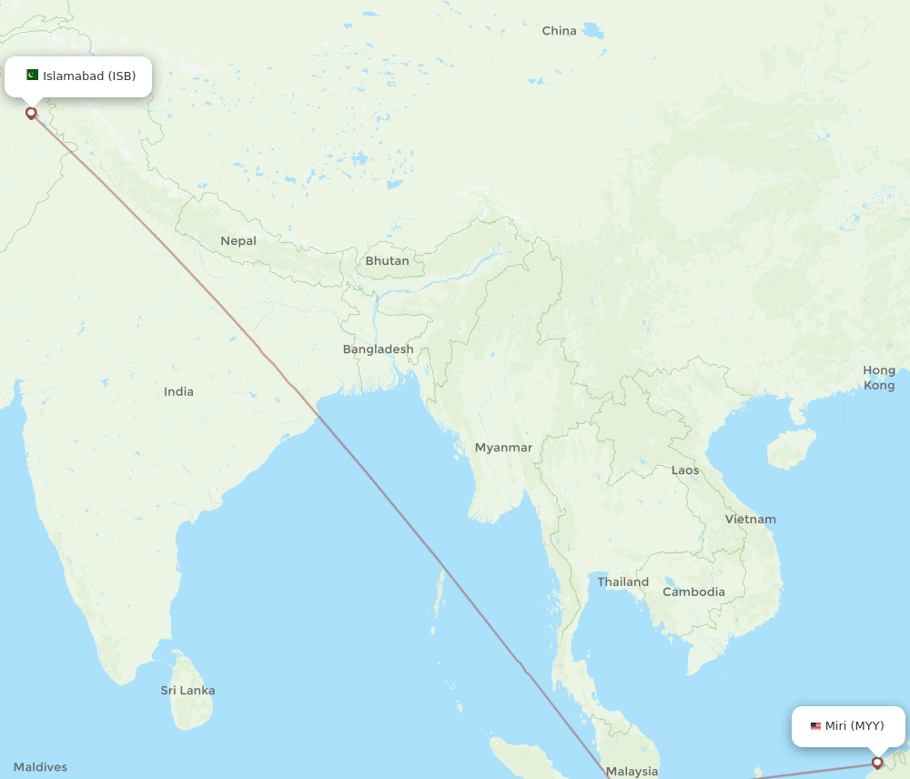 MYY-ISB flight routes