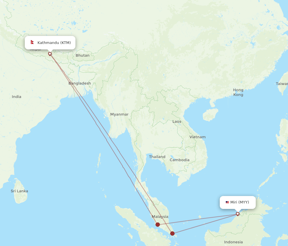 MYY-KTM flight routes