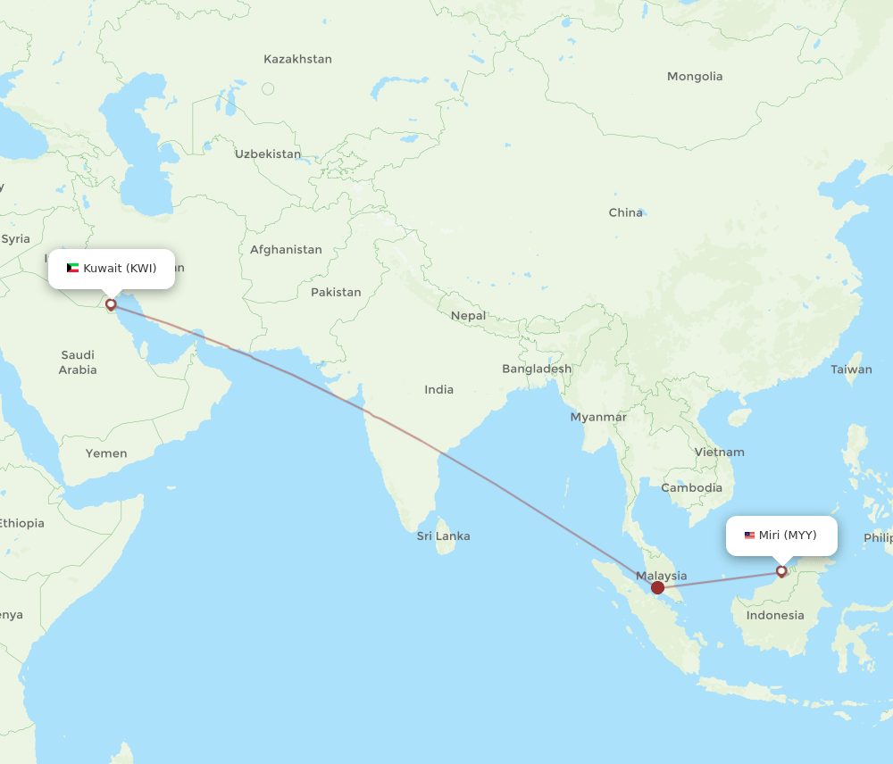 MYY-KWI flight routes
