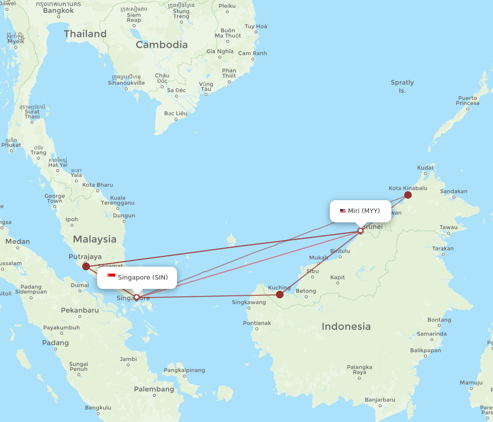 MYY to SIN flights and routes map