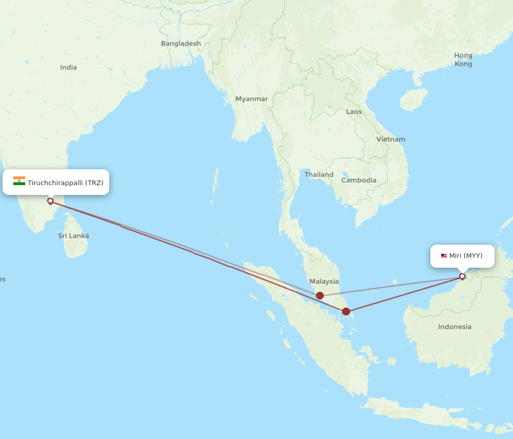 MYY-TRZ flight routes