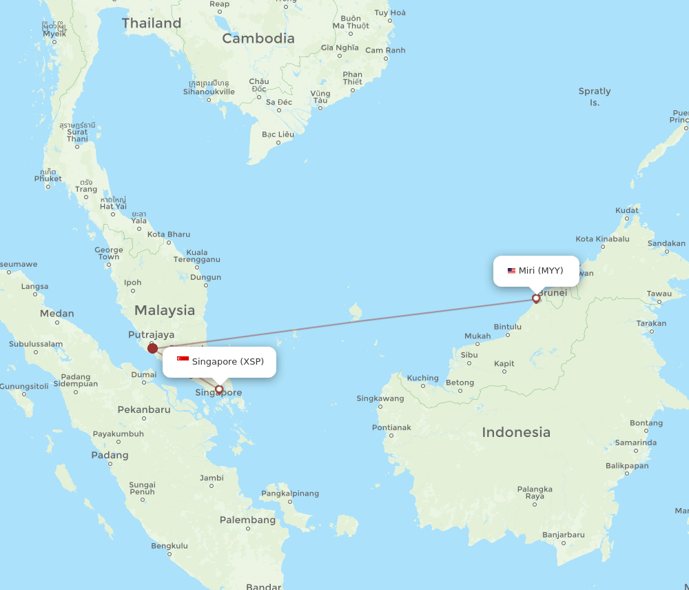 MYY to XSP flights and routes map