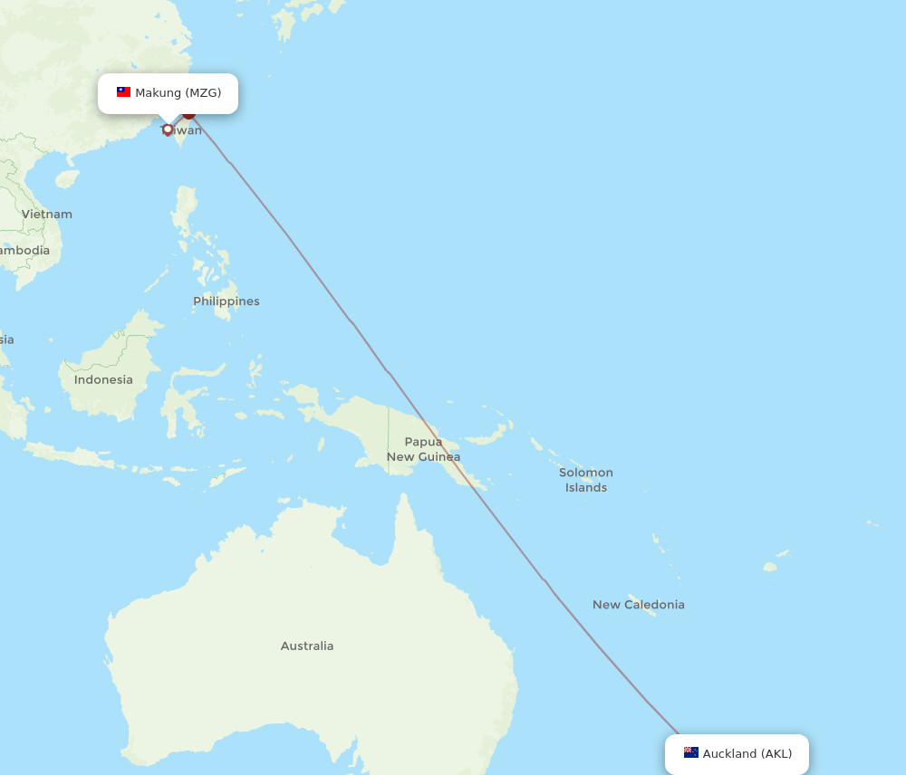 MZG-AKL flight routes