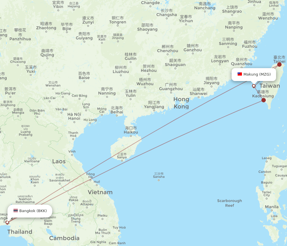 MZG-BKK flight routes