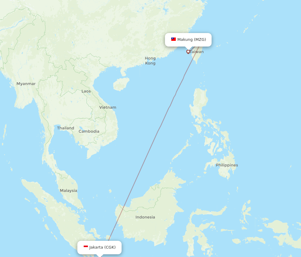 MZG to CGK flights and routes map