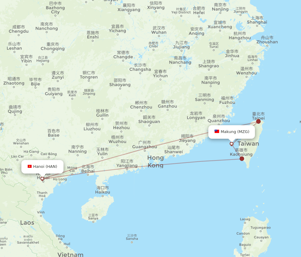 MZG-HAN flight routes